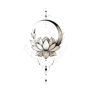 Moon Lotus Tattoo Vinyl Car Decal Sticker – Waterproof & UV-Resistant 3.4133333333333336"