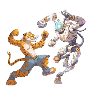 Tiger Vs Alien Robot Vinyl Car Decal Sticker – Waterproof & UV-Resistant 3.4133333333333336"