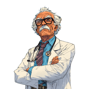 Elderly Comic Doctor Vinyl Car Decal Sticker – Waterproof & UV-Resistant 3.4133333333333336"