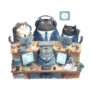 Cats In Office Vinyl Car Decal Sticker – Waterproof & UV-Resistant 3.4133333333333336"