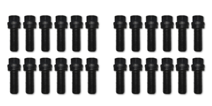 2x Proform Parts Exhaust Header Bolt 66753 Universal; 3/8 - 16 Inch Thread Size; 1 Inch Length; Locking Bolt; Hex Head; Black Oxide; Steel; With Wedge Locking Washers; Set Of 12