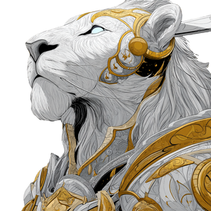 Armored White Lion Vinyl Car Decal Sticker – Waterproof & UV-Resistant 3.4133333333333336"