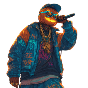 Pumpkin Rapper Illustration Vinyl Car Decal Sticker – Waterproof & UV-Resistant 3.4133333333333336"