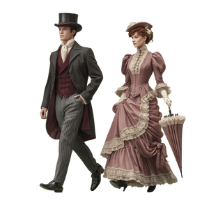 Victorian Couple Walking Vinyl Car Decal Sticker – Waterproof & UV-Resistant 6.826666666666667"