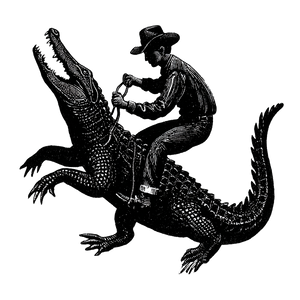 Cowboy Riding Shadow Crocodile Vinyl Car Decal Sticker – Waterproof & UV-Resistant 3.4133333333333336"