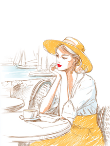 Woman At Café V5 Vinyl Car Decal Sticker – Waterproof & UV-Resistant 4.1066666666666665" Woman At Café V5 Vinyl Car Decal Sticker – Waterproof & UV-Resistant 4.1066666666666665"