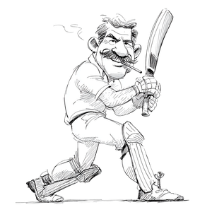 Caricature Cricketer Batting Vinyl Car Decal Sticker – Waterproof & UV-Resistant 3.4133333333333336"