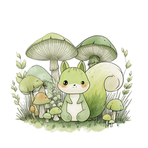 Kawaii Squirrel Mushrooms Vinyl Car Decal Sticker – Waterproof & UV-Resistant 3.4133333333333336"