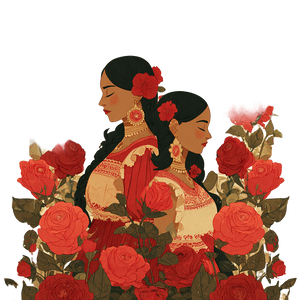 Hispanic Women Roses Vinyl Car Decal Sticker – Waterproof & UV-Resistant 6.826666666666667"