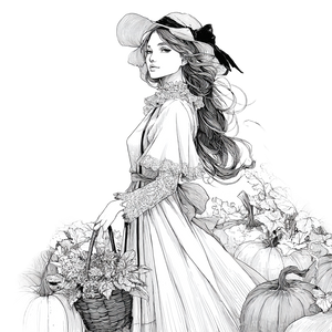 Victorian Woman Autumn Vinyl Car Decal Sticker – Waterproof & UV-Resistant 6.826666666666667"