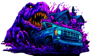 Dinosaur Chasing Truck Vinyl Car Decal Sticker – Waterproof & UV-Resistant 2.8