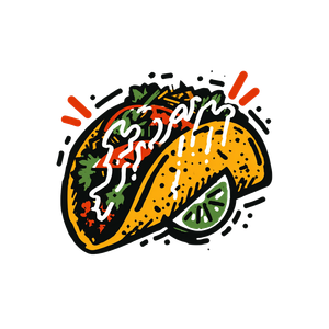 Mexican Taco Doodle Vinyl Car Decal Sticker – Waterproof & UV-Resistant 6.826666666666667"