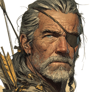 Grizzled Fantasy Archer Vinyl Car Decal Sticker – Waterproof & UV-Resistant 3.4133333333333336"