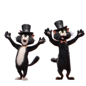 Jazz Dancing Cats Vinyl Car Decal Sticker – Waterproof & UV-Resistant 3.4133333333333336"