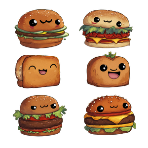 Cartoon Hamburgers Vinyl Car Decal Sticker – Waterproof & UV-Resistant 3.4133333333333336"
