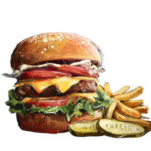 Whimsical Burger Sketch Vinyl Car Decal Sticker – Waterproof & UV-Resistant 3.4133333333333336"