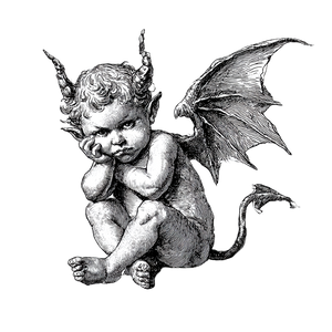 Melancholic Devil Cherub Vinyl Car Decal Sticker – Waterproof & UV-Resistant 3.4133333333333336"