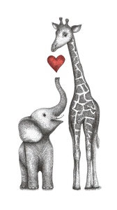 Elephant Giraffe Love Vinyl Car Decal Sticker – Waterproof & UV-Resistant 9.706666666666667"