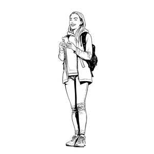 Woman Holding Phone V2 Vinyl Car Decal Sticker – Waterproof & UV-Resistant 3.4133333333333336"