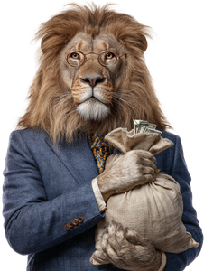 Lion Businessman V2 Vinyl Car Decal Sticker – Waterproof & UV-Resistant 8.213333333333333"