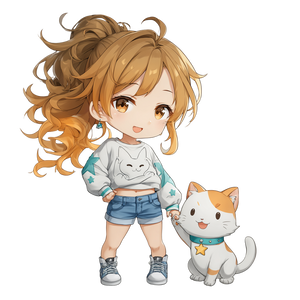 Chibi Girl With Kitten Vinyl Car Decal Sticker – Waterproof & UV-Resistant 3.4133333333333336"