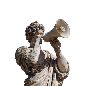 Greek Statue Megaphone Vinyl Car Decal Sticker – Waterproof & UV-Resistant 3.4133333333333336"