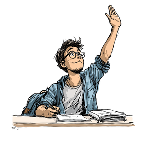 Cartoon Student Raising Hand Vinyl Car Decal Sticker – Waterproof & UV-Resistant 6.826666666666667"