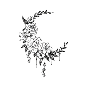 Floral Crescent Moon V3 Vinyl Car Decal Sticker – Waterproof & UV-Resistant 6.826666666666667"