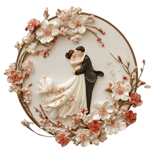 Newlyweds Cherry Blossoms Vinyl Car Decal Sticker – Waterproof & UV-Resistant 3.4133333333333336"