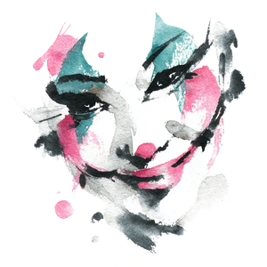 Abstract Clown Watercolor Vinyl Car Decal Sticker – Waterproof & UV-Resistant 3.4133333333333336"