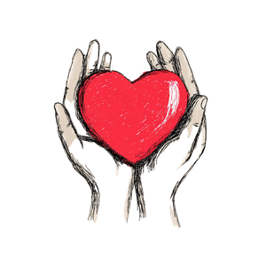 Compassionate Hands Heart Vinyl Car Decal Sticker – Waterproof & UV-Resistant 3.4133333333333336"