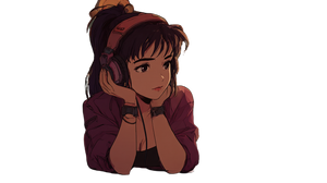 Anime Girl Listening V12 Vinyl Car Decal Sticker – Waterproof & UV-Resistant 5.4