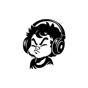 Vintage Headphone Kid Vinyl Car Decal Sticker – Waterproof & UV-Resistant 3.4133333333333336"