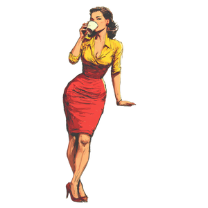 Pin-Up Coffee Girl Vinyl Car Decal Sticker – Waterproof & UV-Resistant 6.826666666666667"