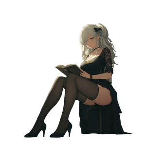 Anime Girl Reading V16 Vinyl Car Decal Sticker – Waterproof & UV-Resistant 3.4133333333333336"