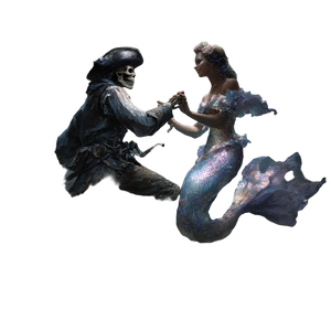 Mermaid And Skeletal Pirate Vinyl Car Decal Sticker – Waterproof & UV-Resistant 3.4133333333333336"