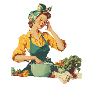 Vintage Cooking Lady V2 Vinyl Car Decal Sticker – Waterproof & UV-Resistant 3.4133333333333336"