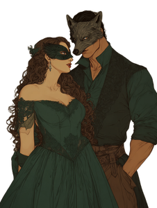 Masked Fantasy Couple Vinyl Car Decal Sticker – Waterproof & UV-Resistant 8.213333333333333"
