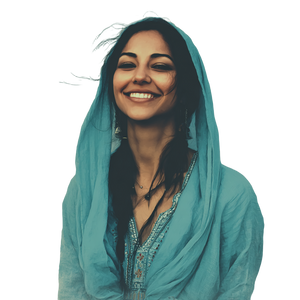 Joyful Arabian Woman Vinyl Car Decal Sticker – Waterproof & UV-Resistant 3.4133333333333336"