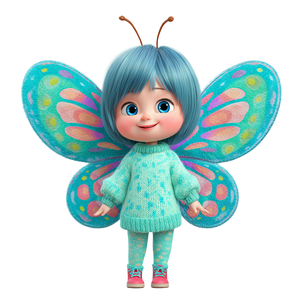 Butterfly Girl Character Vinyl Car Decal Sticker – Waterproof & UV-Resistant 6.826666666666667"