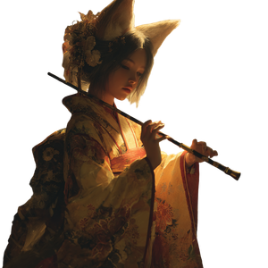 Fox Woman Kimono Vinyl Car Decal Sticker – Waterproof & UV-Resistant 3.4133333333333336"