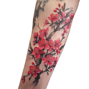 Cherry Blossom Tattoo V8 Vinyl Car Decal Sticker – Waterproof & UV-Resistant 3.4133333333333336"