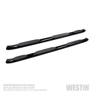 Upgrade Your Truck with Westin Automotive Wheel to Wheel Nerf Bar | 5 Inch Oval Bent Bars | Black Powder Coated | With Step Pads & Bed Steps