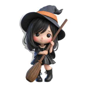 Chibi Witch Girl V3 Vinyl Car Decal Sticker – Waterproof & UV-Resistant 3.4133333333333336"