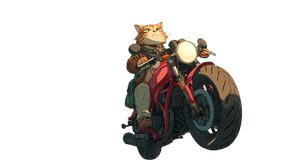 Cat On Motorcycle V6 Vinyl Car Decal Sticker – Waterproof & UV-Resistant 2.72"