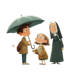 Children Sharing Umbrella V2 Vinyl Car Decal Sticker – Waterproof & UV-Resistant 6.826666666666667"