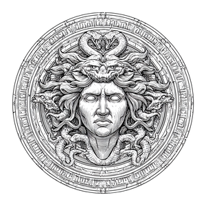 Medusa Medallion Illustration Vinyl Car Decal Sticker – Waterproof & UV-Resistant 3.4133333333333336"