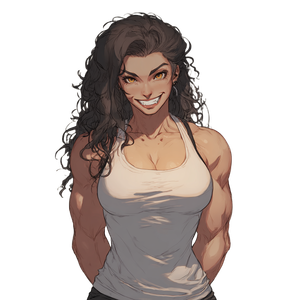 Muscular Anime Woman V17 Vinyl Car Decal Sticker – Waterproof & UV-Resistant 3.4133333333333336"