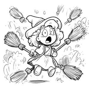 Surprised Witch Broomsticks Vinyl Car Decal Sticker – Waterproof & UV-Resistant 3.4133333333333336"
