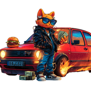 Gangster Cartoon Cat Vinyl Car Decal Sticker – Waterproof & UV-Resistant 3.4133333333333336"